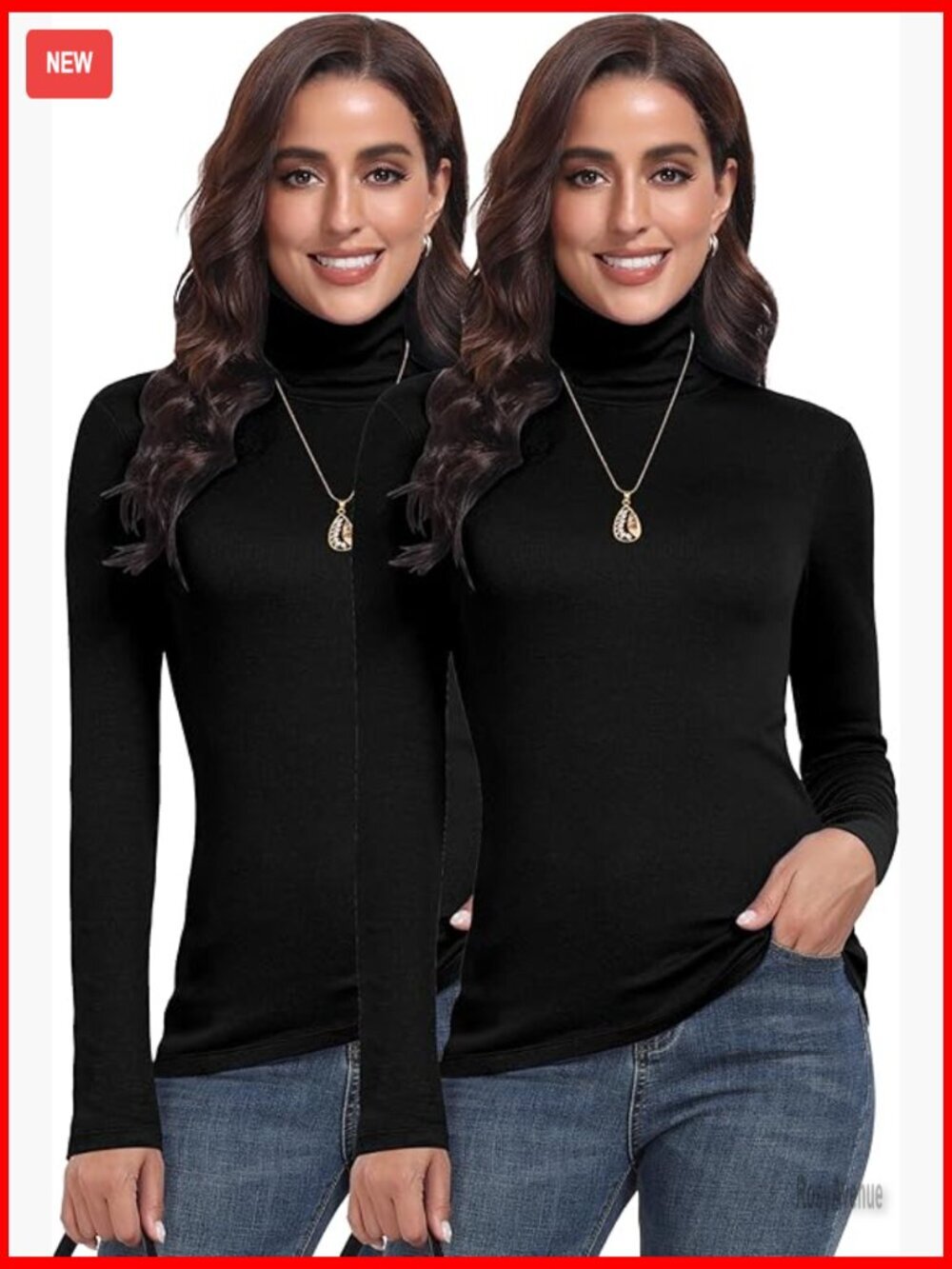 Cotton Long Sleeve T-Shirt 2-Pack Turtleneck Slim Fit